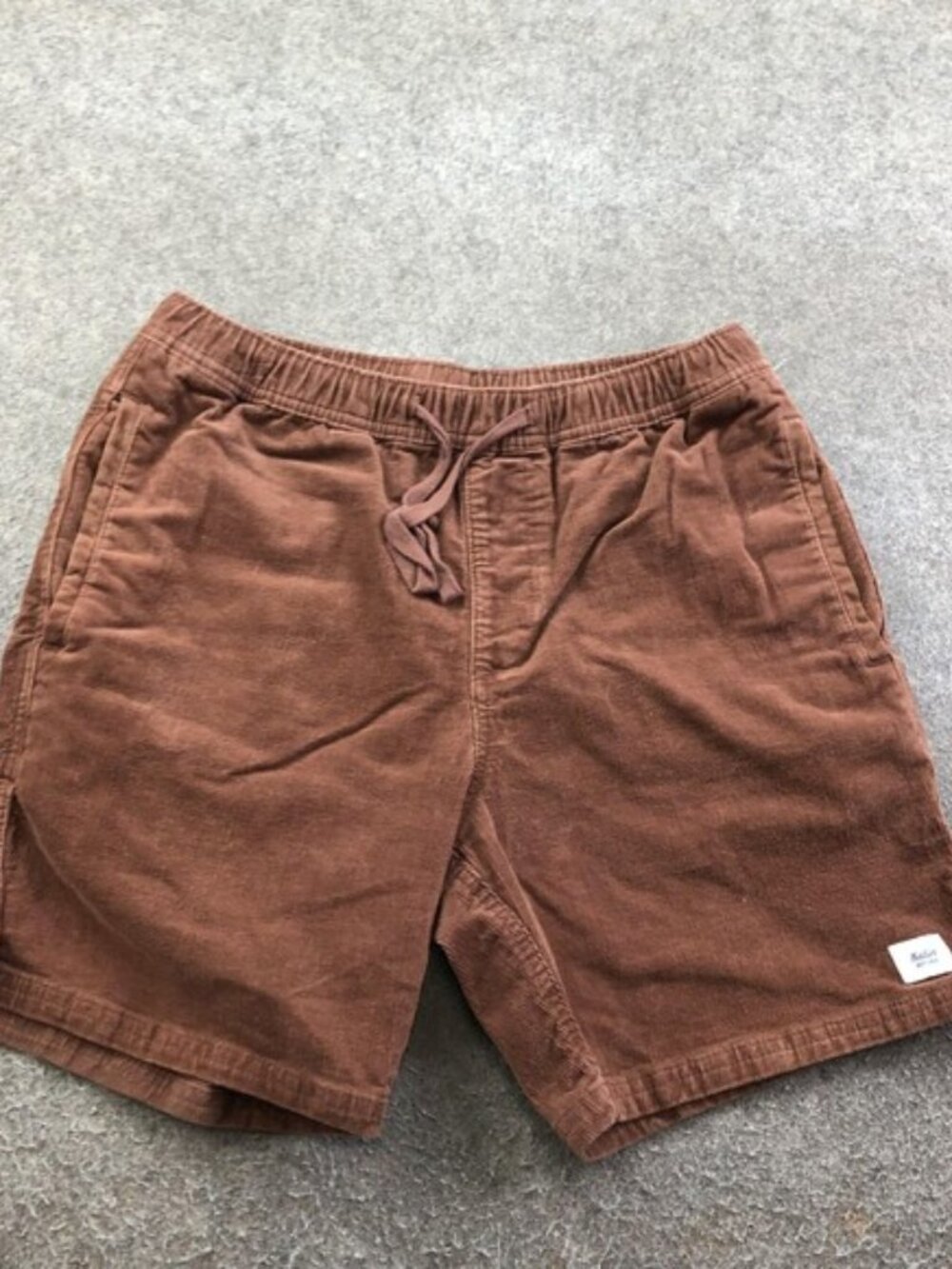 Katin Shorts Mens Small Brown Corduroy Elastic Waist Drawstring 8 Inseam Casual